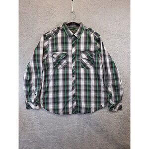 Surplus Button Up Shirt Mens XL Plaid Long Sleeve Grunge Y2K Preppy Causal